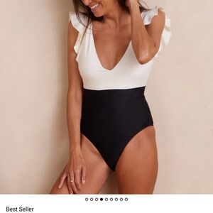 summersalt Black and White Colorblock One-Piece Swimsuit